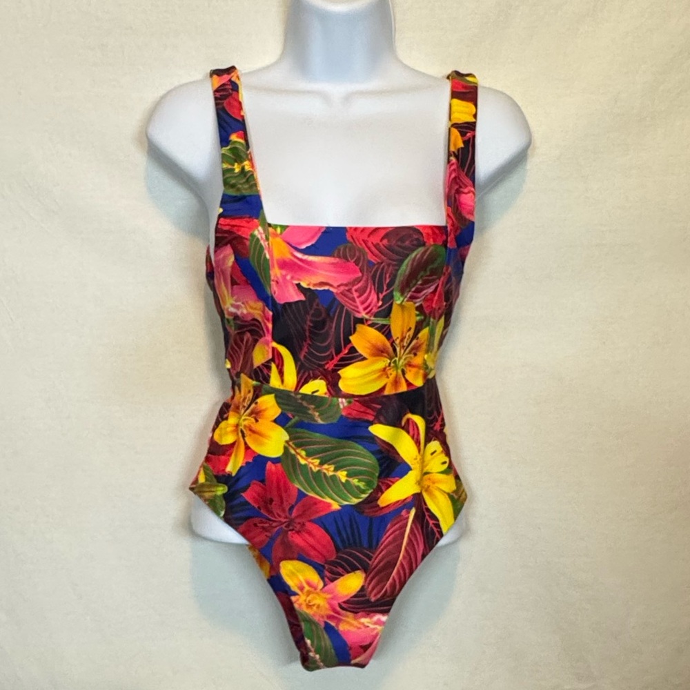 A-66 Khongboon NWT Tropical Floral One Piece‎ Swimsuit Size S (Juniors)